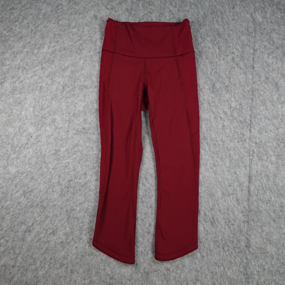 Lululemon Leggings Womens 4 Red Body Con Crop Mesh Panel Luxtreme Yoga‎ Run Gym